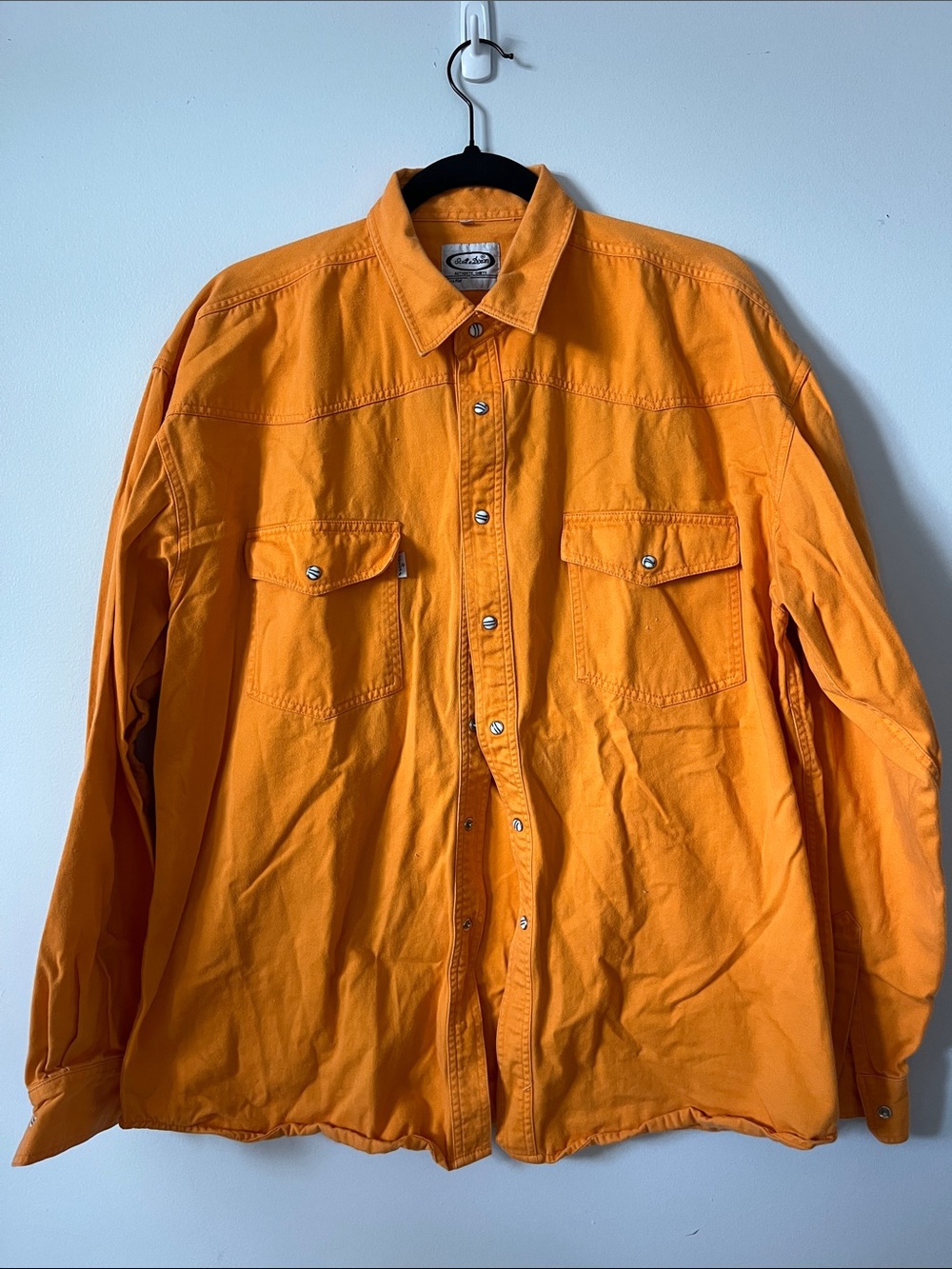 Men's Lightweight Orange Button-Front Shirt Jacket